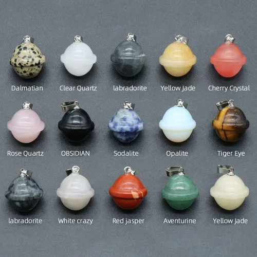 Miniatura 2 de Collar con colgante de piedra natural, ópalo de cuarzo rosa, globo OVNI Reiki, cristales de reiki, collares de cuerda larga para mujeres, joyería
