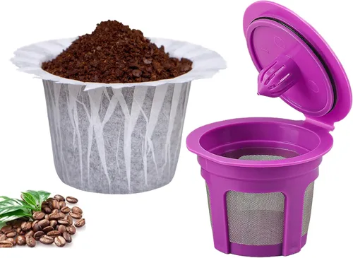 Miniatura 13 de Haetyly Paquete de 2 filtros de café reutilizables K Cups con cafetera Keurig 1.0 y 2.0, cápsulas de café reutilizables de acero inoxidable con asas