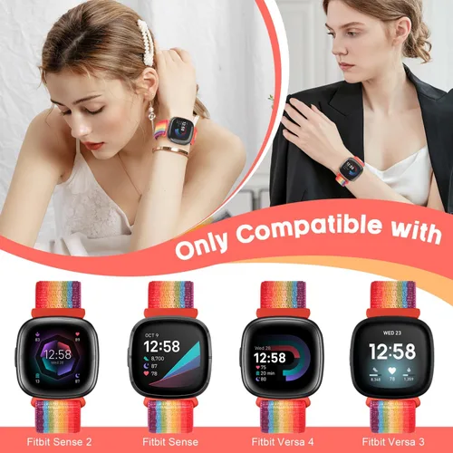 Miniatura 3 de Correa deportiva compatible con Fitbit Versa 4, Sense 2, Versa 3, Sense para mujeres y hombres, correa de repuesto ajustable y transpirable