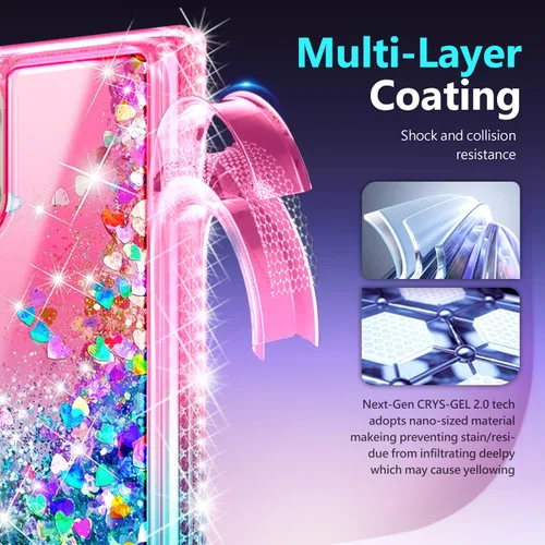 Miniatura 6 de NGB Diseñada para Funda Samsung Galaxy S22 Ultra, Rosa/Aguamarina Bonita Funda con Purpurina Líquida Brillante para Mujeres Niñas Niños
