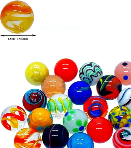 Miniatura 3 de 20 Canicas Vintage a granel para niños de 4-8-12 años, aficionado para juego de pista de canicas, juguete de canicas pequeño (16mm) (20 piezas)
