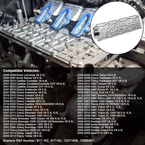 Miniatura 2 de 12571609 Colector de aceite del elevador de válvula solenoide de desactivación de cilindro compatible con Chevy Avalanche Express Silverado Suburban