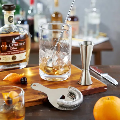 Miniatura 7 de Viski Kit de barman mixology de acero inoxidable, incluye vaso mezclador, colador Hawthorne, doble jigger y cuchara para bebidas revueltas y plateado