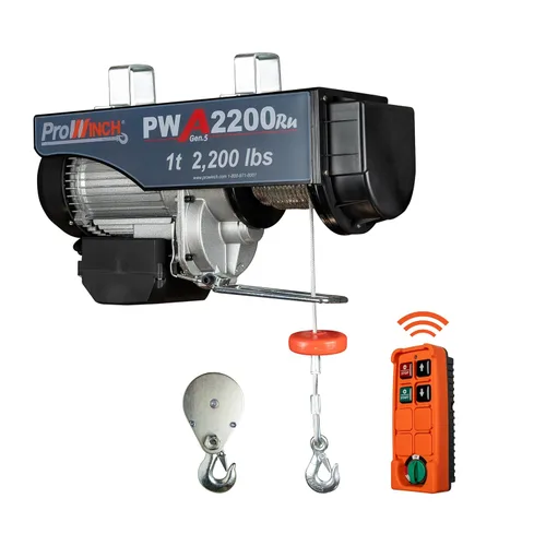 Prowinch Polipasto eléctrico, 110 V/120 V, capacidad de elevación de 2200 libras, altura de elevación de 38 pies, control remoto inalámbrico,