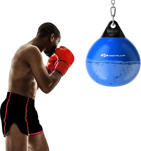 Miniatura 10 de Goplus Bolsa de Agua Aqua, Bolsa de Boxeo Pesada de 180 Libras de 21 Pulgadas / 110 Libras de 18 Pulgadas con Cadena Metálica Ajustable, Manguera