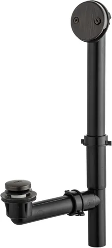 Miniatura 11 de Artiwell Kit de drenaje tubular de baño negro de 1-1/2 pulgadas con tapón de drenaje de baño accionado con la punta del pie, drenaje de bañera Negro