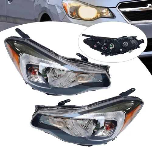 Miniatura 3 de CNCEST Par de faros delanteros halógenos, ajuste directo, carcasa cromada, lente transparente, para modelos Subaru Impreza 2015-2016, delantero