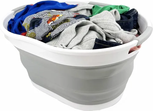 Miniatura 5 de SAMMART Cesta plegable de plástico para la ropa sucia de 25L (6.6 galones), contenedor de almacenamiento plegable y organizador, tina de lavado