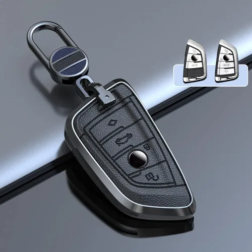Miniatura 3 de SANRILY Funda de llavero negra sin llave para BMW Serie 3 Serie 5 Serie 6 Serie 7 Serie 2020 2021 X1 X3 X4 M5 Carcasa de metal con llavero, Negro