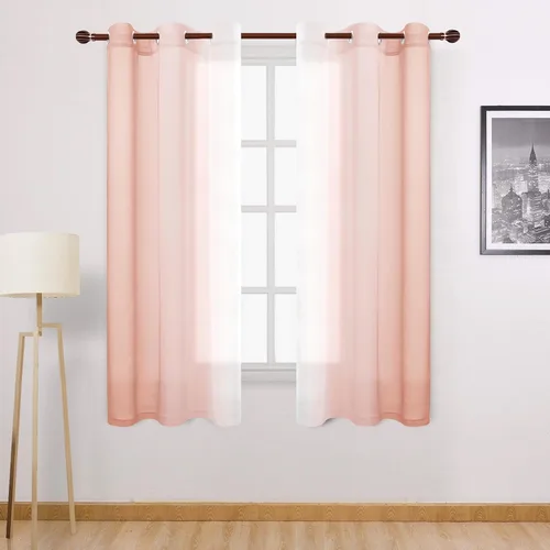 Miniatura 67 de DWCN Cortinas Transparentes de Lino Sintético Negro Degradado Ombré - Cortinas Semi Transparentes de Gasa con Ojales en la Parte Superior