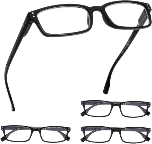 Miniatura 8 de GUD 4 pares de anteojos de lectura de estilo clásico, cómodos anteojos para lectura para mujeres y hombres (2 negros + 2 DEMI, 0.50)