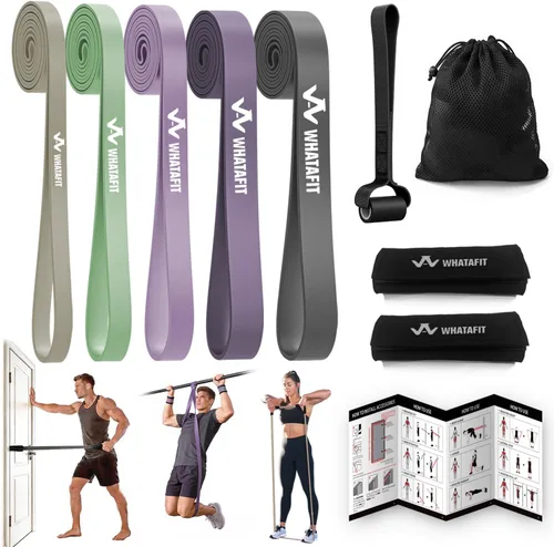 Miniatura 8 de WHATAFIT Resistance Bands,Pull Up Assist Bands Set with Handles, Exercise & Workout Bands with Door Anchor for Men & Women – Home Fitness Equipment