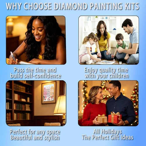 Miniatura 5 de LIULIMI Kit de Pintura de Diamantes DIY 5D de Paisaje Mundial, Kit de Arte de Diamantes, Arte de Diamantes Redondos Diamante Completo Estilo Dibujos