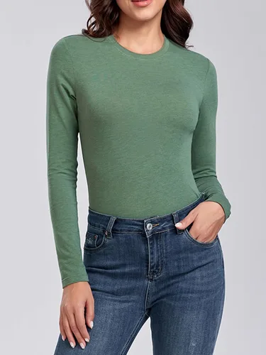 Miniatura 3 de Camisetas de manga larga para mujer, cuello redondo, ajustadas, sexy, básica, para salir, Dupes Y2K