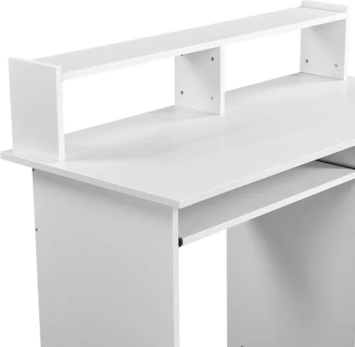 Miniatura 4 de Yaheetech Morden - Escritorio con bandeja para teclado, escritorio para computadora de oficina en casa, escritorio de madera para computadora