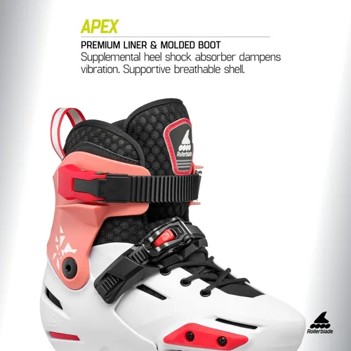 Miniatura 3 de Rollerblade Apex Junior - Patín en línea ajustable para fitness, Patinum/Coral