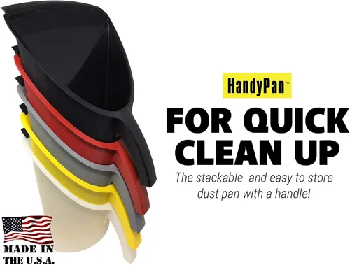 Miniatura 2 de HandyPan - Recogedor resistente, color negro, grande, fabricado en los Estados Unidos con borde de sellado apretado para mantener el polvo