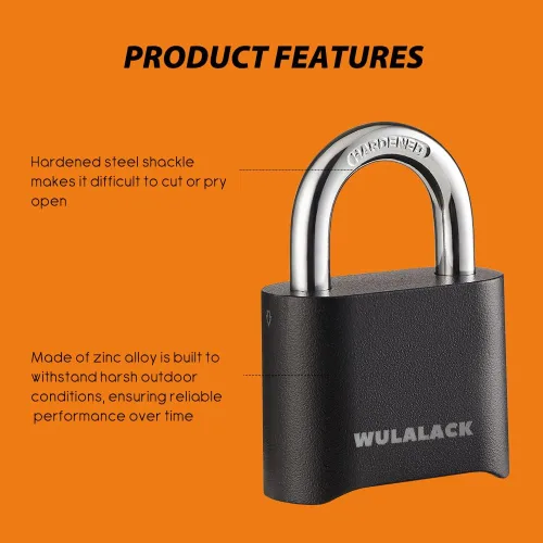 Miniatura 3 de WULALACK - Candado de combinación para exteriores, combinación de candado de 4 dígitos resistente a la intemperie para cobertizos al aire libre