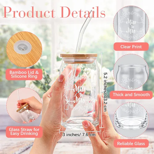 Miniatura 3 de Irenare Regalos de boda, regalo de despedida de soltera para novia, incluye vaso con forma de Sra. Can con bolsa de maquillaje con pajilla
