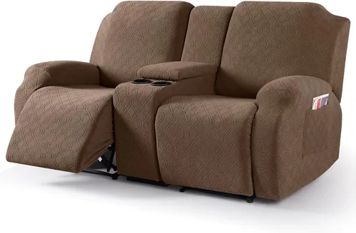 Miniatura 8 de VANSOFY Funda de sofá reclinable con consola central, funda elástica para sofá reclinable de 2 asientos, funda de sofá reclinable de jacquard