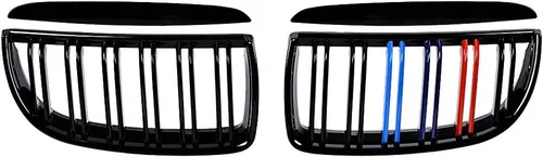 Miniatura 6 de Par de rejillas de riñón delanteras negras brillantes, radiador de color M compatible con BMW E90 E91 323i 325i 328i 335i 328i 335i Pre-LCI 2005-2008