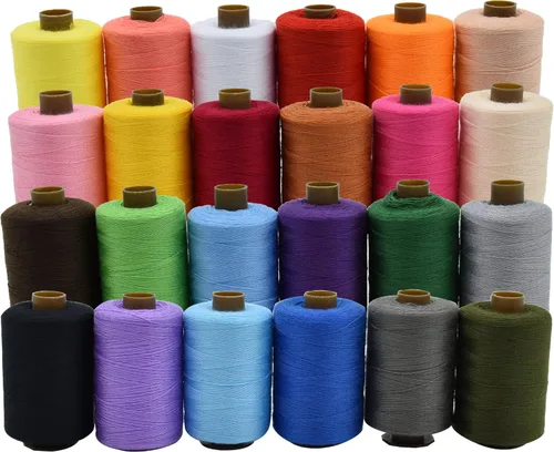Hilo de coser de poliéster de 24 colores para coser a mano, acolchado y máquina de coser, juego de 1000 yardas por carrete.