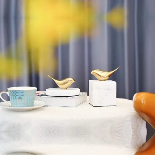 Miniatura 3 de DreamsEden Decoración de pájaros para el hogar, juego de 2 estatuas de pájaros para interiores y exteriores, pequeña figura decorativa de pájaros