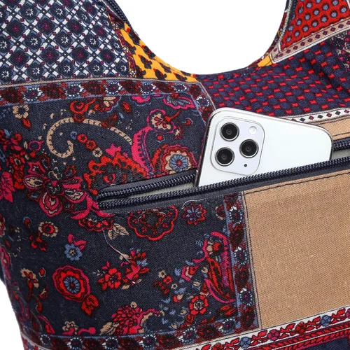 Miniatura 142 de Bolsa de hombro para mujer, de lona en estilo hippie/bohemio para llevar cruzada al hombro, disponible en diferentes colores y estampados