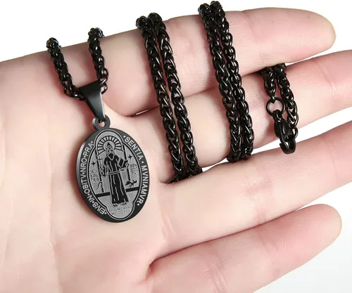 Miniatura 80 de P. BLAKE Collar ovalado de San Cristóbal, Miguel, José, Jude/Virgen María/José/Francisco/Patrick/Anthony/Benedict/Thomas para hombres y mujeres