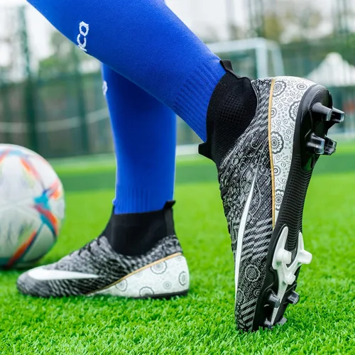 Miniatura 6 de Zapatos de fútbol para niños con tacos de fútbol para jóvenes, botas altas para entrenamiento al aire libre