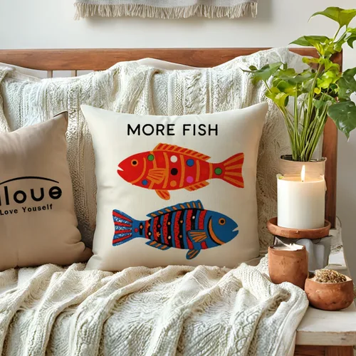 Miniatura 2 de ULOVE LOVE YOURSELF Fundas de almohada con temática de mar de peces náuticos, fundas de cojín de playa de 18 x 18 pulgadas, paquete de 4 (mar-2)
