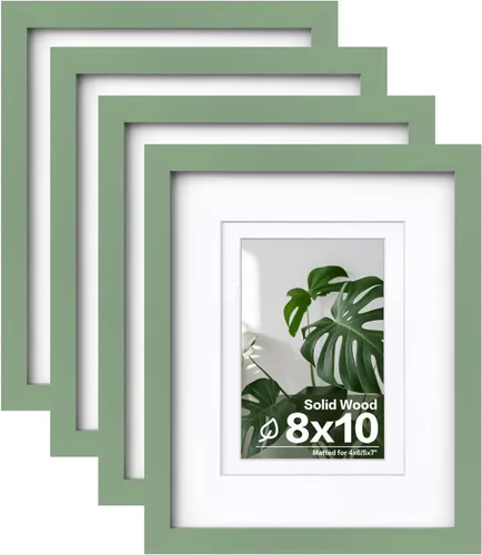 Miniatura 85 de Egofine Juego de 4 portarretratos de 4 x 6, hechos de madera maciza cubierta de plexiglás de 3 x 4.5 pulgadas y 3.5 x 5 pulgadas con paspartú o de 4