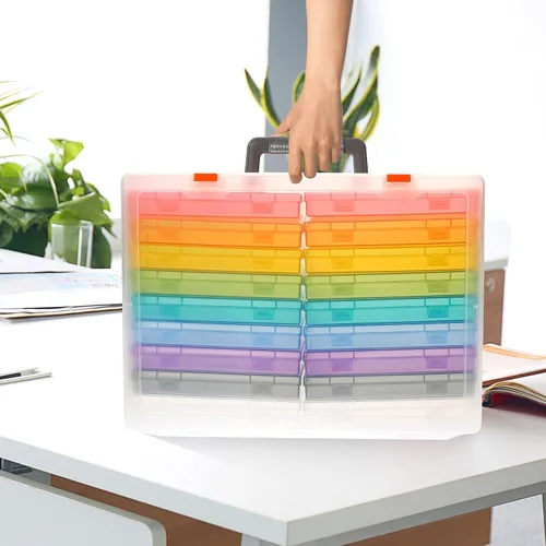 Miniatura 6 de Caja de almacenamiento de fotos de 4 x 6 pulgadas, 18 fundas interiores para fotos, organizador grande de fotos, sin ácidos, caja de almacenamiento