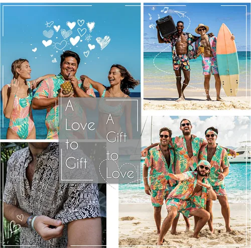 Miniatura 8 de Personalized Custom Face Tropical Unisex Hawaiian Shirt and Shorts Set with Bucket Hat S-5XL