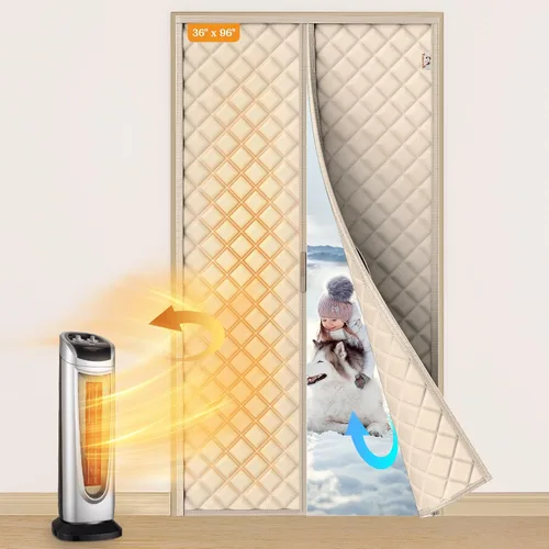 Miniatura 29 de Yotache Cortina Magnética con Aislamiento Térmico para Puertas de 60 x 80 pulgadas, Tamaño de la Cortina de 62" x 82" Material Oxford Resistente a