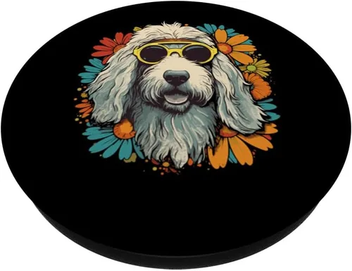 Miniatura 2 de Sheepadoodle - Gafas de sol hippie con flores, coloridos amantes de los perros, PopSockets intercambiables PopGrip