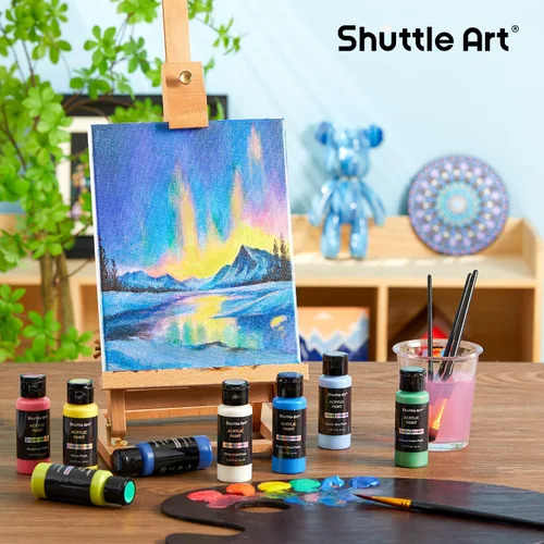 Miniatura 2 de Conjunto de pintura acrílica de cambio de color Shuttle Art, 16 colores camaleón en botellas (60ml/2oz), pintura acrílica no tóxica para artistas