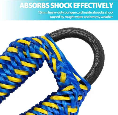 Miniatura 7 de Obcursco Línea de Amarre Elástica, Línea de Amarre para Moto Acuática con Clips Dobles de Acero Inoxidable 316, Cuerda de Amarre Amortiguadora