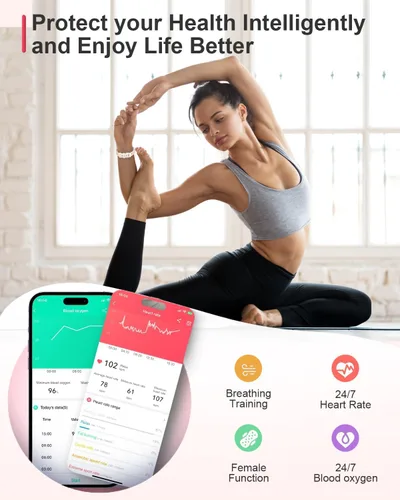Miniatura 6 de Reloj inteligente para mujer, pantalla táctil AMOLED HD de 1.19 pulgadas, rastreador de fitness, hacer/responder llamadas, monitor SpO2