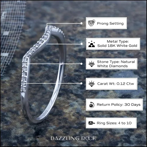 Miniatura 4 de Dazzlingrock Collection 0.12 Cttw Round White Diamond Contour Enhancer Wedding Band for Women in 18K Solid Gold