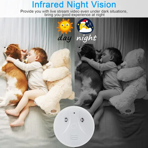 Miniatura 6 de Cámara oculta WiFi detector de humo HD 1080P inalámbrica pequeña niñera cam para cámaras de seguridad de vigilancia casera interior/exterior