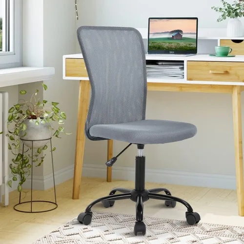 Miniatura 21 de Silla de oficina pequeña, silla de escritorio sin brazos con ruedas, silla ergonómica para computadora con soporte lumbar, silla giratoria de malla