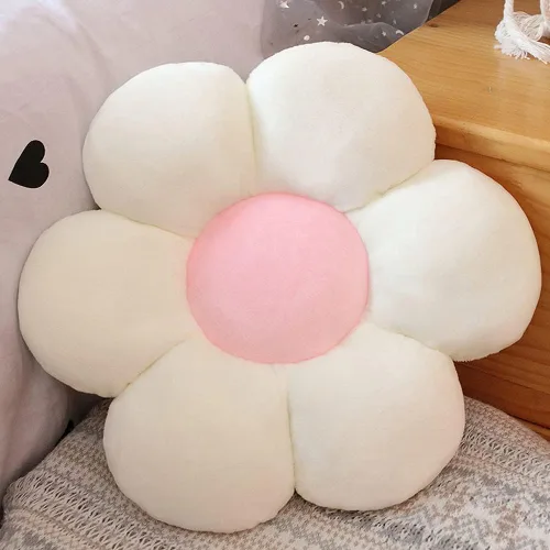 lannery Almohadas de felpa de flores, cojín de suelo de flores para leer, habitación, ver la televisión (25.6 pulgadas, blanco-1)