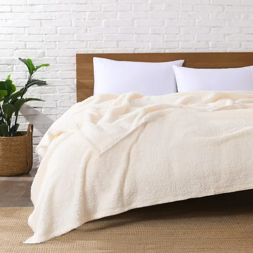 Miniatura 16 de Manta Sherpa de forro polar ultrasuave, tamaño Queen, manta de cama bohemia ligera y acogedora con borla decorativa, patrón reversible, 2 tonos