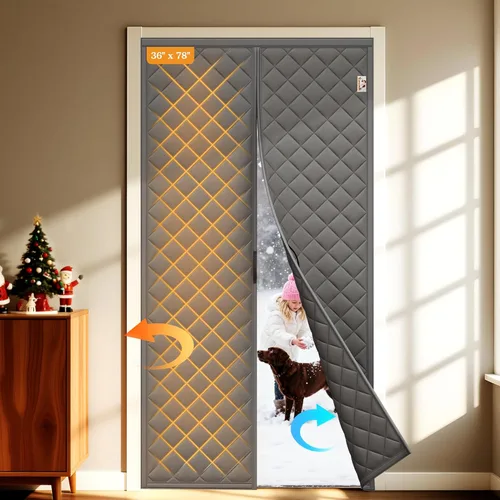 Miniatura 15 de Yotache Cortina Magnética con Aislamiento Térmico para Puertas de 60 x 80 pulgadas, Tamaño de la Cortina de 62" x 82" Material Oxford Resistente a