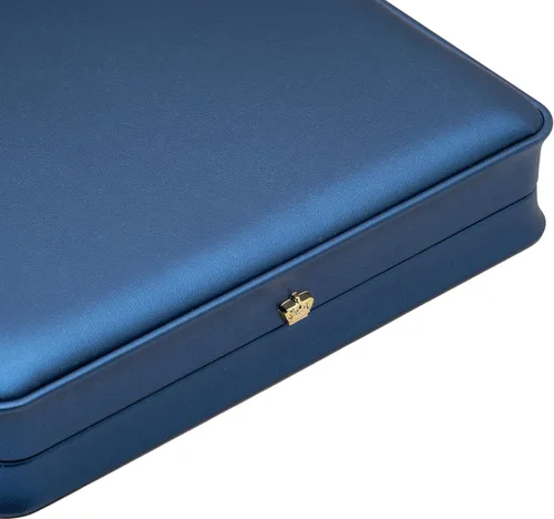 Miniatura 7 de COWFEX Cadena larga de perlas PU collar caja de regalo vitrina soporte de almacenamiento (azul oscuro)