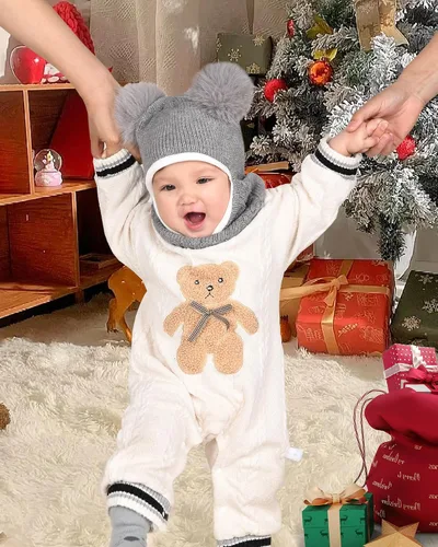 Miniatura 2 de Camptrace Conjunto de bufanda y gorro de invierno para bebés y niños con forro polar y capucha