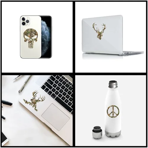 Miniatura 4 de Hojas de vinilo autoadhesivas de camuflaje de 12 x 12 pulgadas, vinilo permanente surtido de camuflaje, funciona con cortadores de manualidades