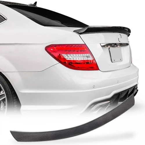 Alerón de maletero de fibra de carbono compatible con Benz W204 2008-2014 Clase C de 2 puertas con tapa trasera de ala
