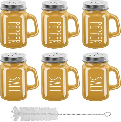 Miniatura 12 de 2 botellas de vidrio para especias de 4 onzas, saleros, botellas de especias para el hogar, salero y pimentero, tarro de condimentos multiusos